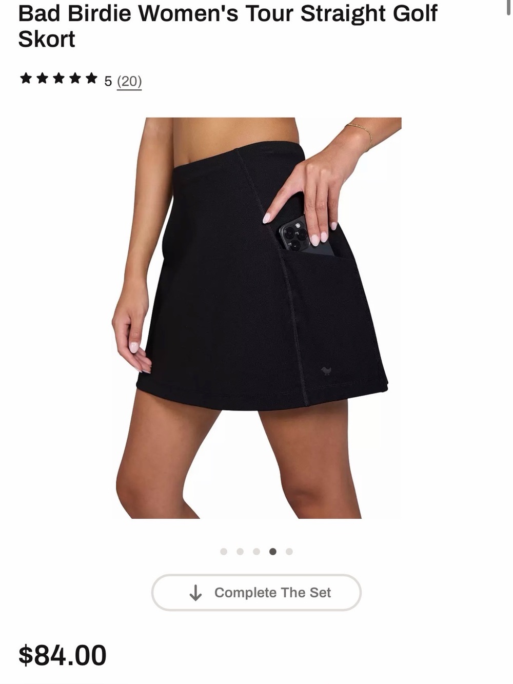 Bad Birdie Black Tour Straight Golf Skort